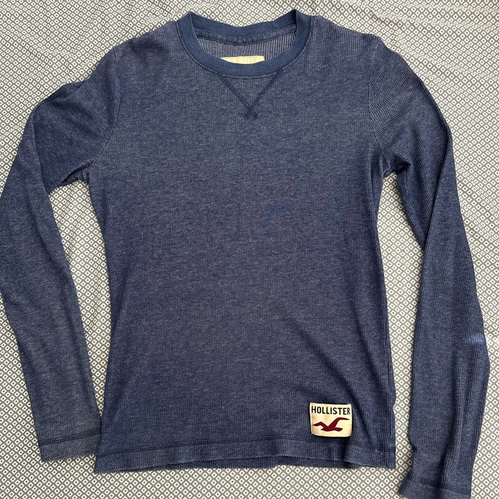 Hollister Blue Long Sleeve T Shirt Knitted S